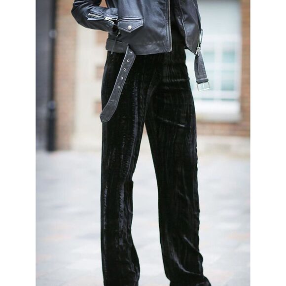 NWOT & Other Stories x‎ Rodarte Crushed Velvet Black Trousers - Picture 1 of 15